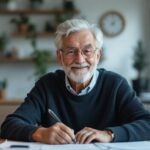 Couple de seniors discutant de leur dossier assurance et retraite avec un conseiller financier