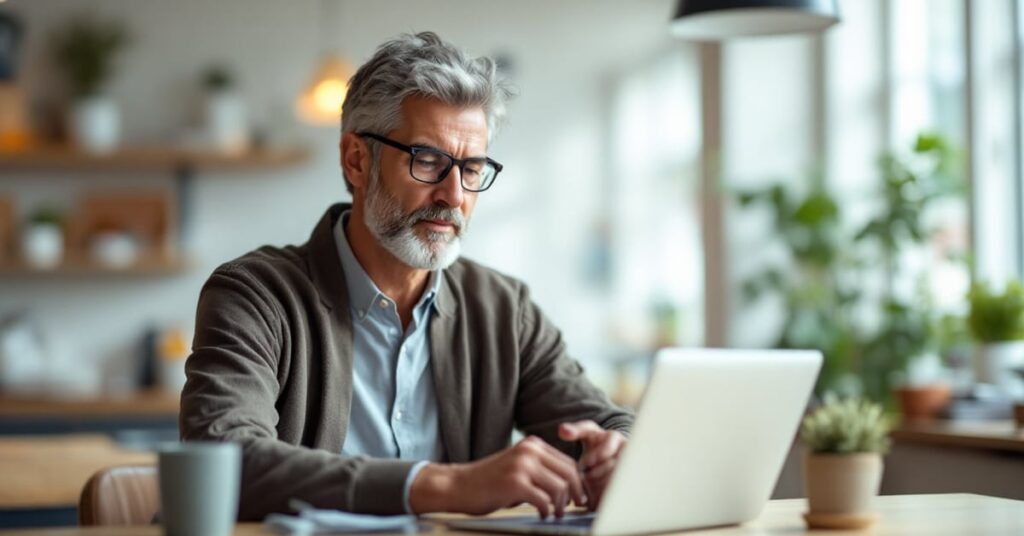 Personne gérant son compte Caisse d'Épargne en ligne sur un ordinateur portable moderne