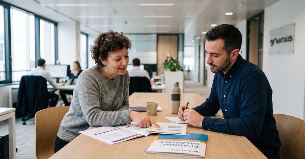 Épargne salariale Natixis : salarié consultant son plan d'épargne entreprise