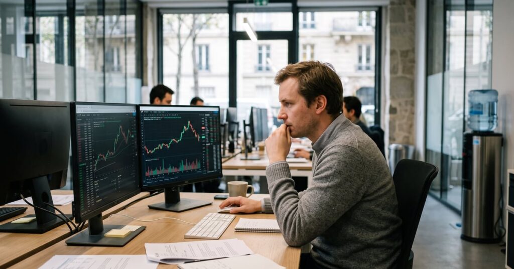 Investir en bourse : graphiques financiers et analyse de marché sur un bureau moderne